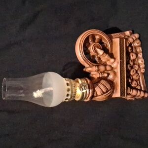 Vintage Spinning Wheel Oil Lamp
